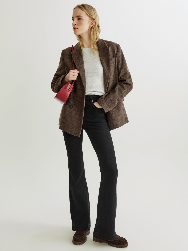 Джинсы клеш SELA с высокой посадкой, черный, арт. 43081