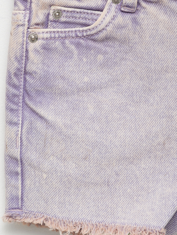 Джинсовые шорты с необработанными краями для девочек (сиреневый, 104) sela 4680129567668 - фото 2