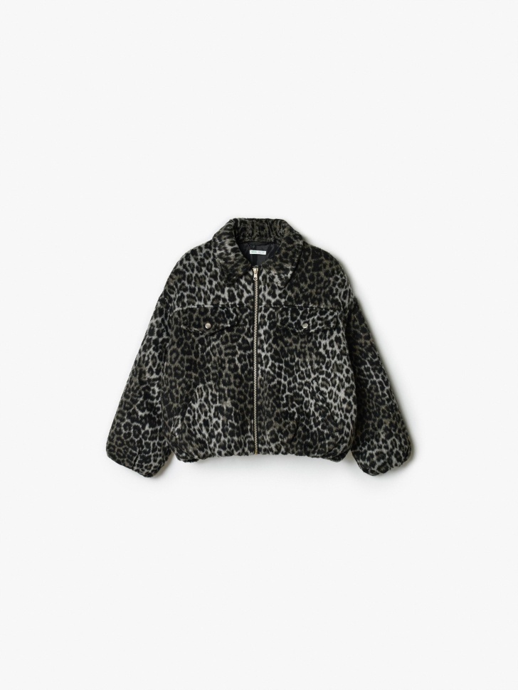 

Леопардовая куртка из пальтовой ткани для девочек, SL6803051109