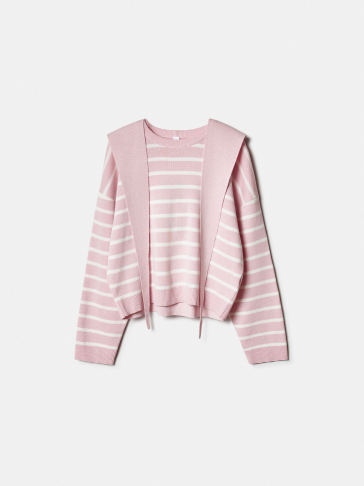 Джемпер в полоску со съемным капюшоном для девочек 2999₽