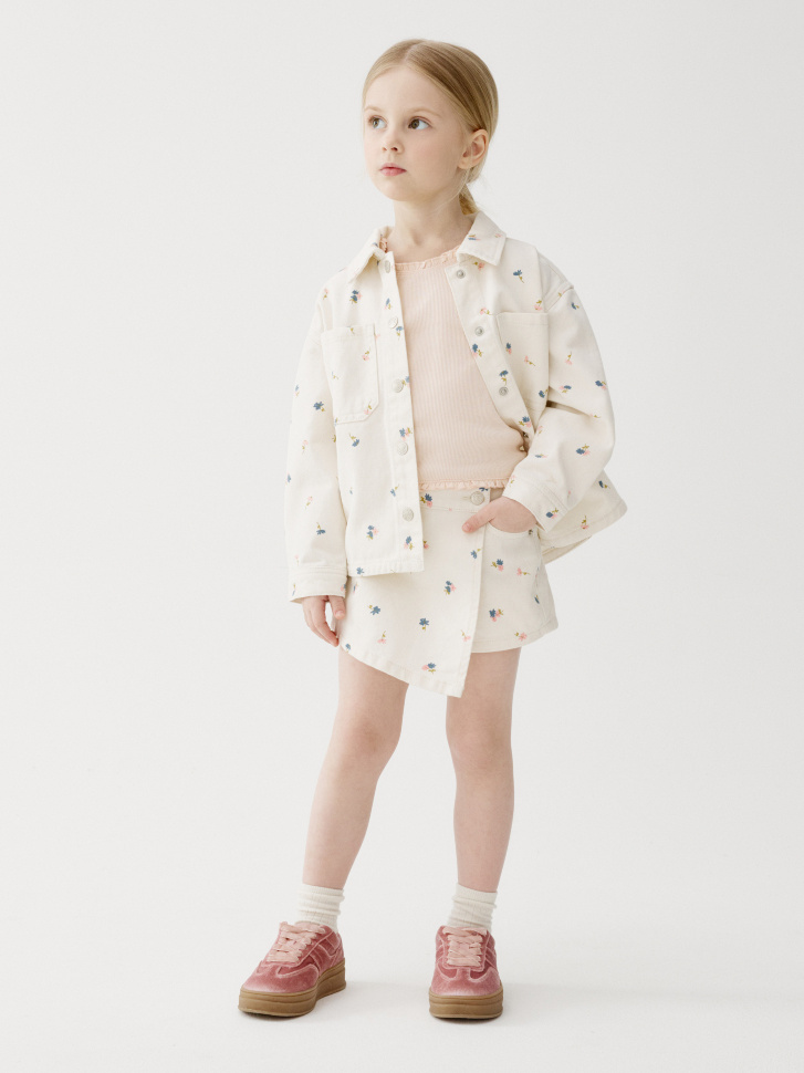 Юбка-шорты SELA джинсовые с принтом, белый, арт. 50455