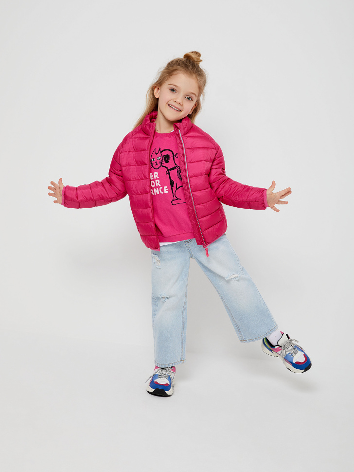 Куртка с высоким воротником для девочек (розовый, 98/ 3-4 YEARS) sela 4640078127580 - фото 1