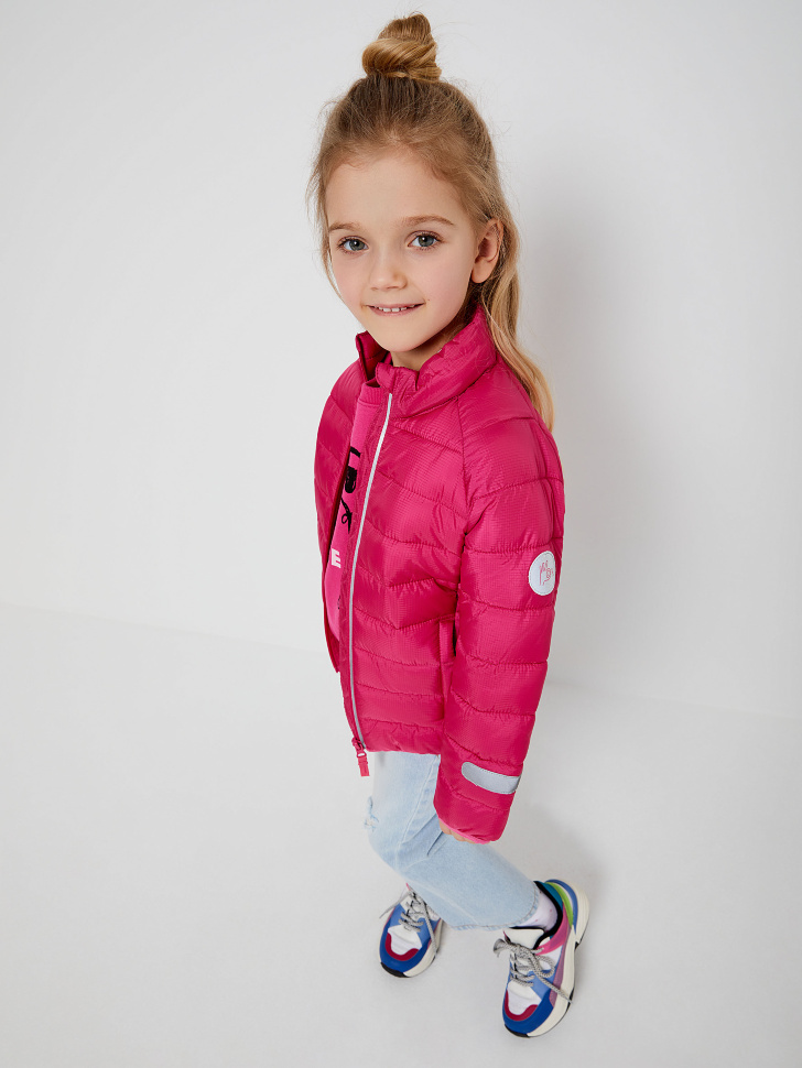 Куртка с высоким воротником для девочек (розовый, 98/ 3-4 YEARS) sela 4640078127580 - фото 3