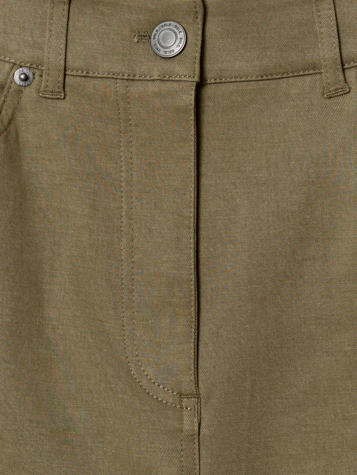 прямые брюки из тенселя и хлопка с широкой подгибкой из хлопка спереди