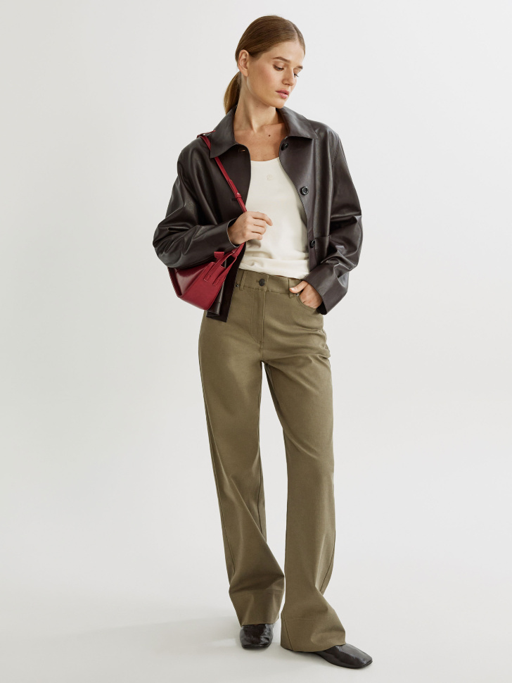 прямые брюки из тенселя и хлопка с широкой подгибкой 4610517643964 фотография