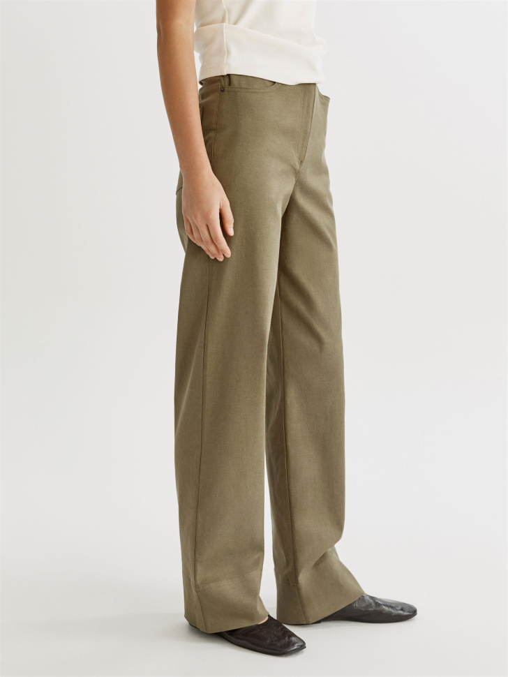 прямые брюки из тенселя и хлопка с широкой подгибкой по цене 3799 руб вид справа