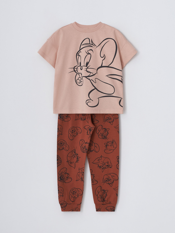 Пижама с принтом Tom and Jerry для девочек (розовый, 116-122) sela 4680168085567 - фото 1