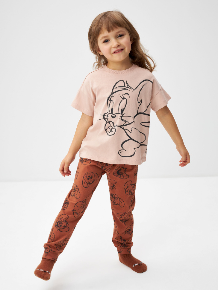Пижама с принтом Tom and Jerry для девочек (розовый, 104-110) sela 4680168085550 - фото 6
