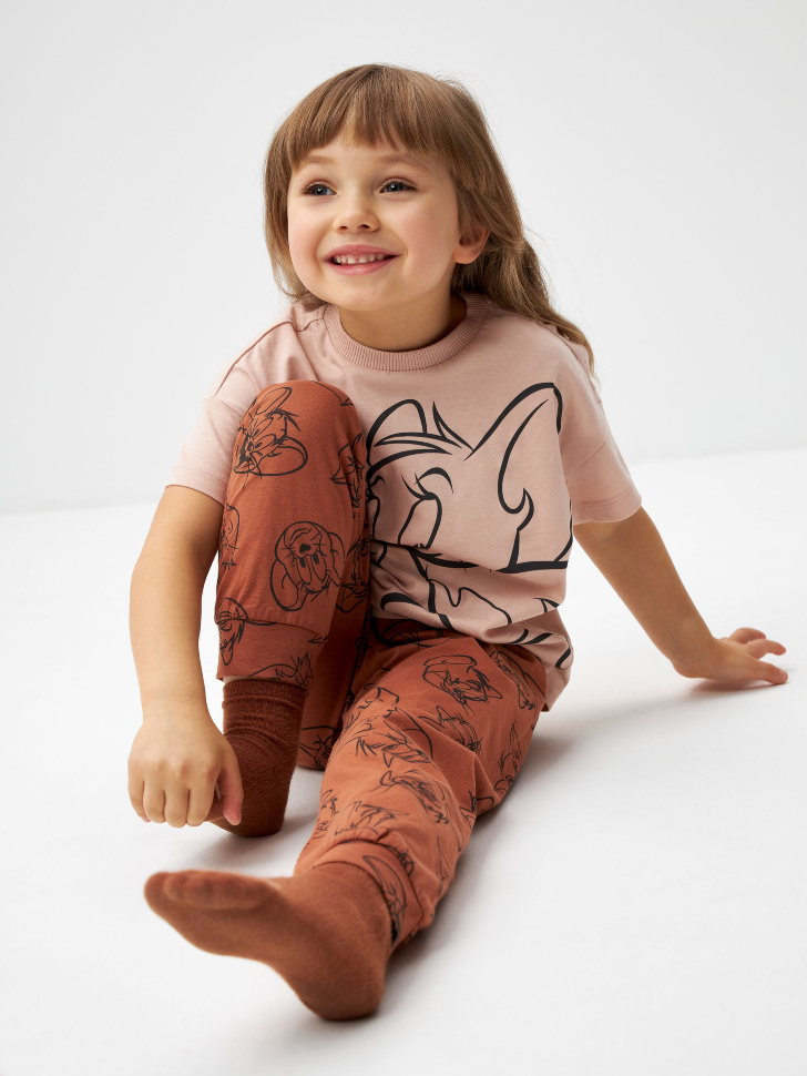 Пижама с принтом Tom and Jerry для девочек (розовый, 104-110) sela 4680168085550 - фото 1