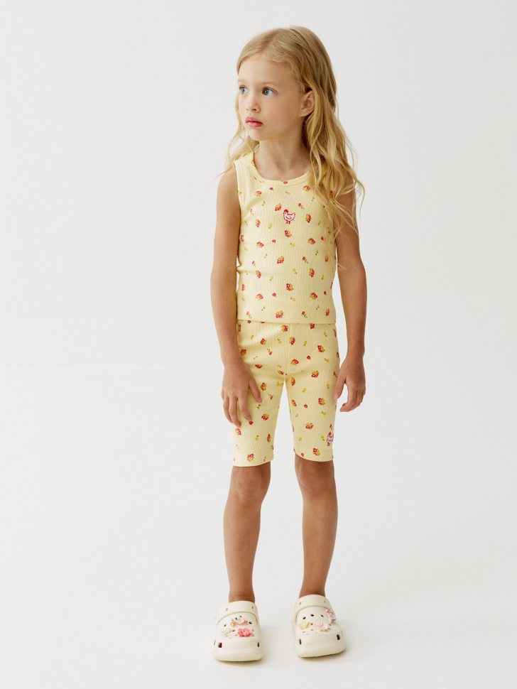 велосипедки с принтом и вышивкой для девочек 4640611070199 фотография