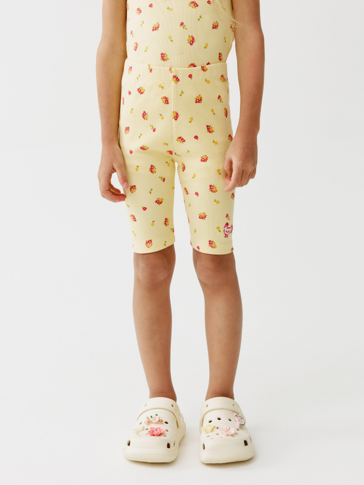 велосипедки с принтом и вышивкой для девочек от бренда sela вид слева