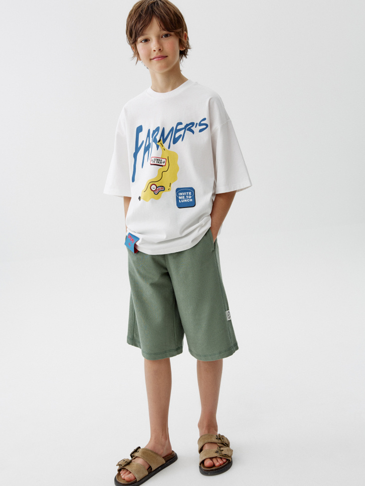 футболка оверсайз с принтом для мальчиков от бренда sela вид слева