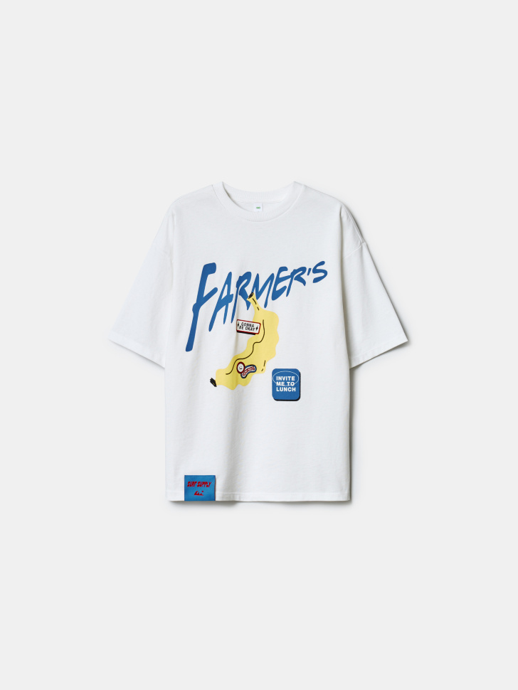 футболка оверсайз с принтом для мальчиков по цене 1299 руб вид справа