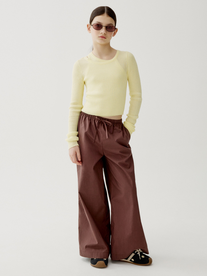 джемпер с многослойным дизайном для девочек от бренда sela вид слева