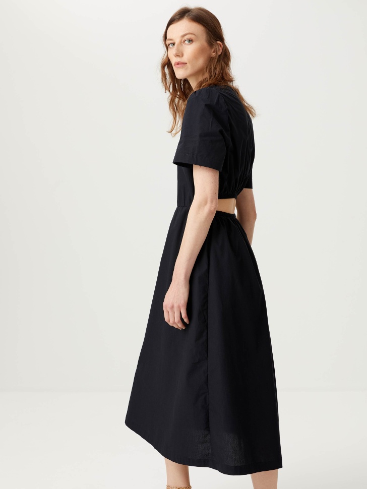 

Платье миди с разрезом на спинке, Черный