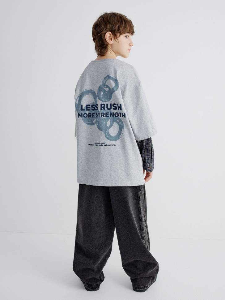 комбинированный лонгслив оверсайз для мальчиков для детского возраста с изнаночной стороны