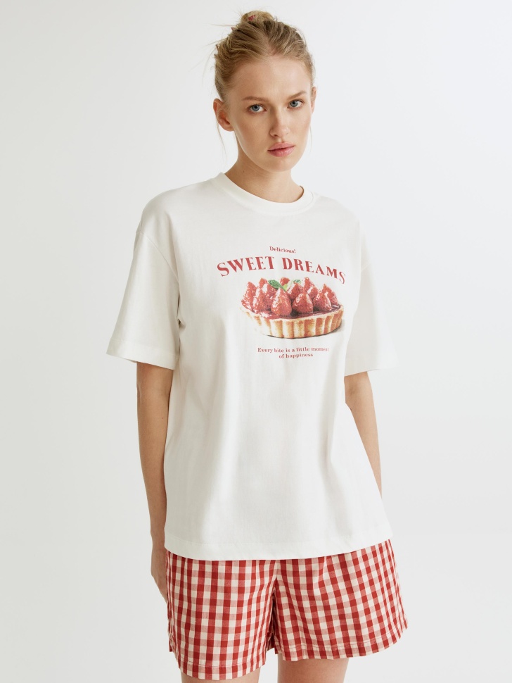 пижама с принтом из хлопка из россии вид сбоку