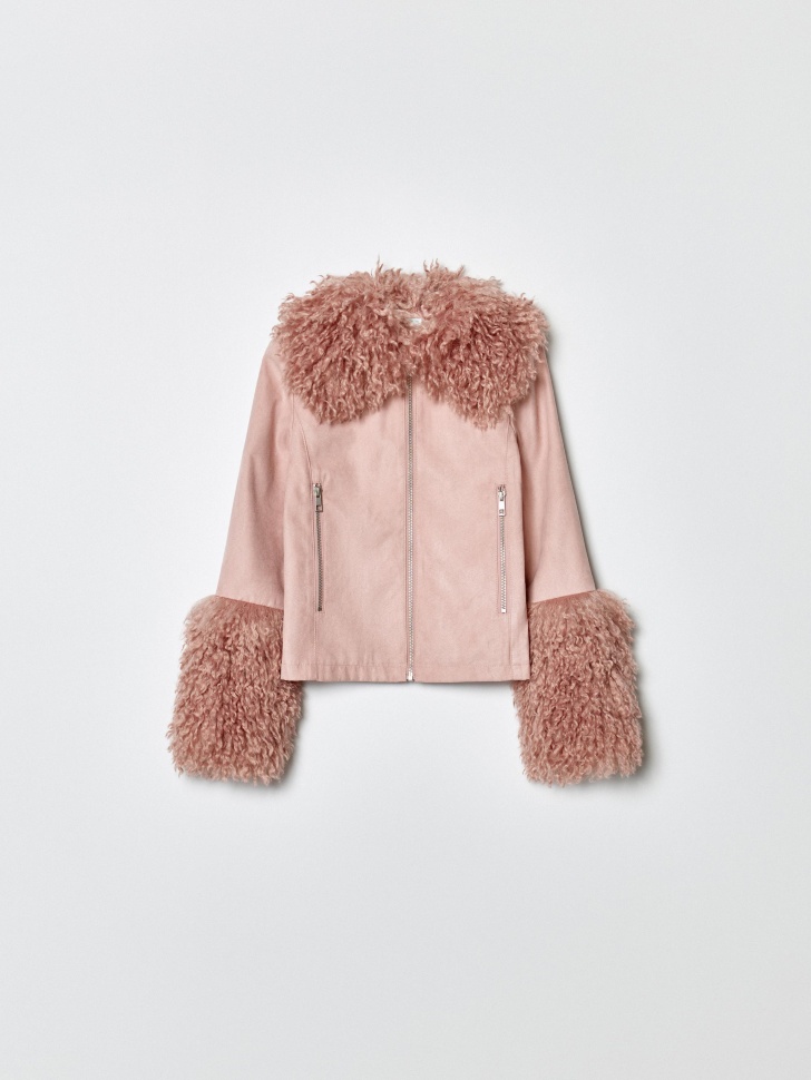 куртка из искусственной замши с мехом для девочек по цене 4299 руб вид справа