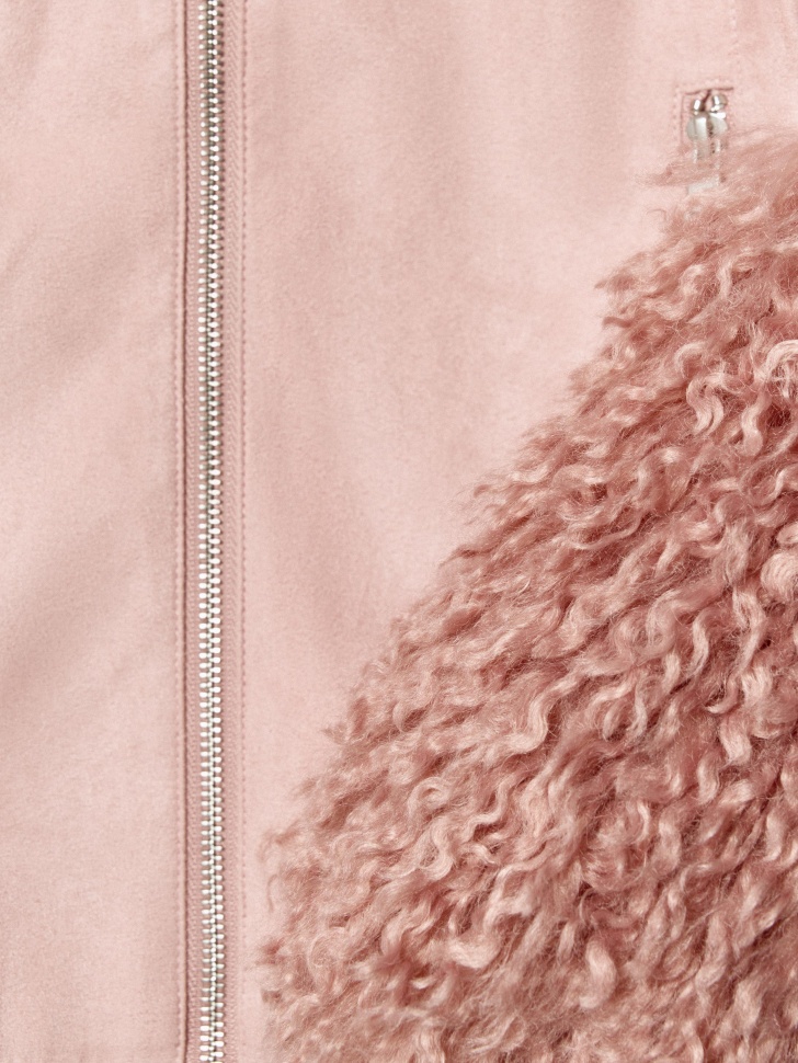 куртка из искусственной замши с мехом для девочек из замши спереди