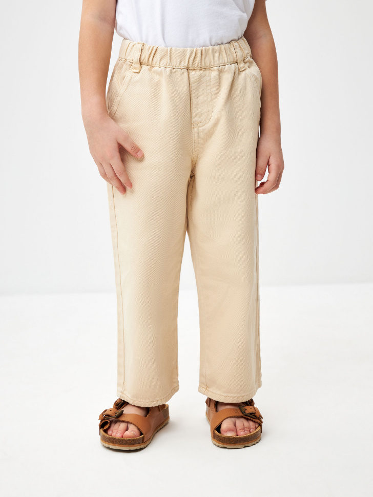 Широкие джинсы на резинке для мальчиков (белый, 104) sela 4680168507373 - фото 2