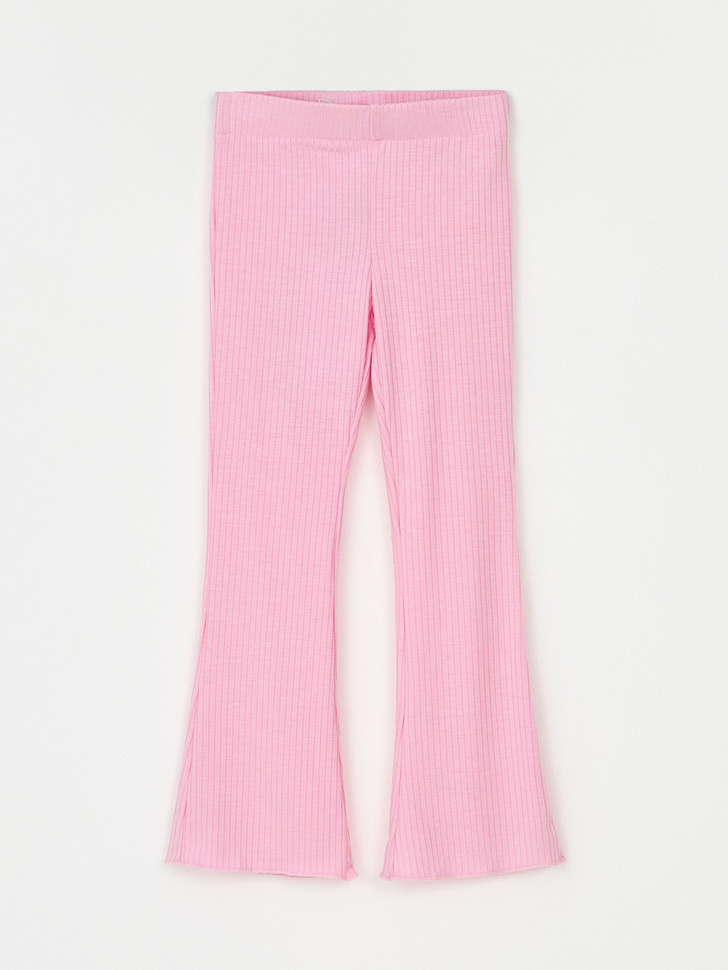 Трикотажные брюки клеш для девочек (розовый, 104)