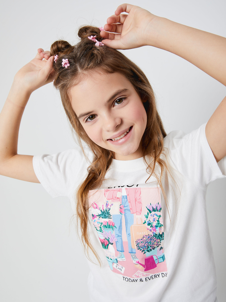 

Футболка с принтом для девочек, Белый