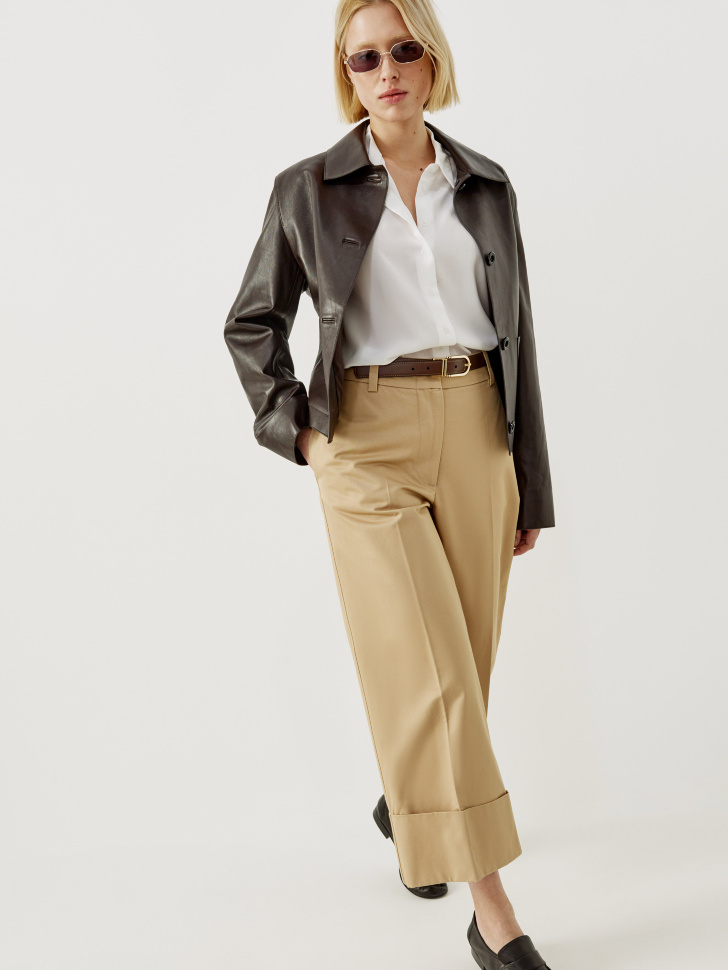 Укороченные брюки SELA с широким подворотом, бежевый, арт. 43954