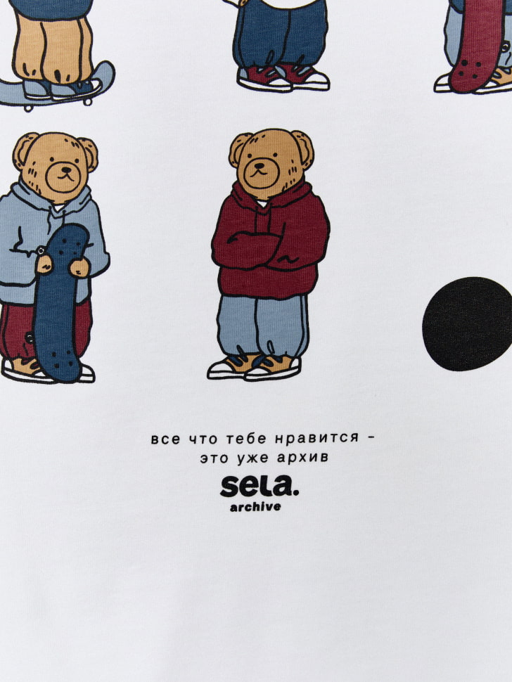 Футболка оверсайз с принтом детская из коллекции SELA ARCHIVE. Фото №10