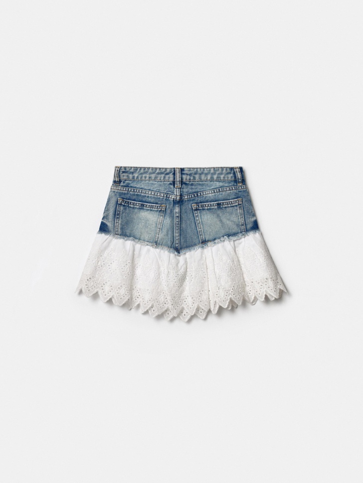 джинсовая юбка с оборкой из шитья для девочек по цене 2599 руб вид справа