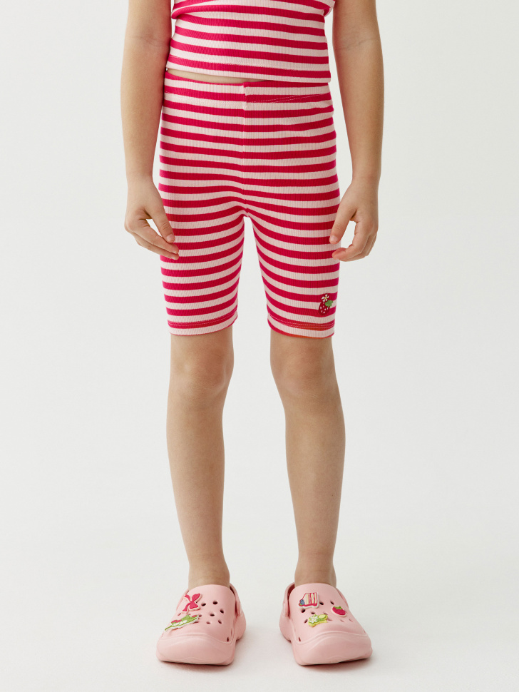 велосипедки с принтом и вышивкой для девочек от бренда sela вид слева