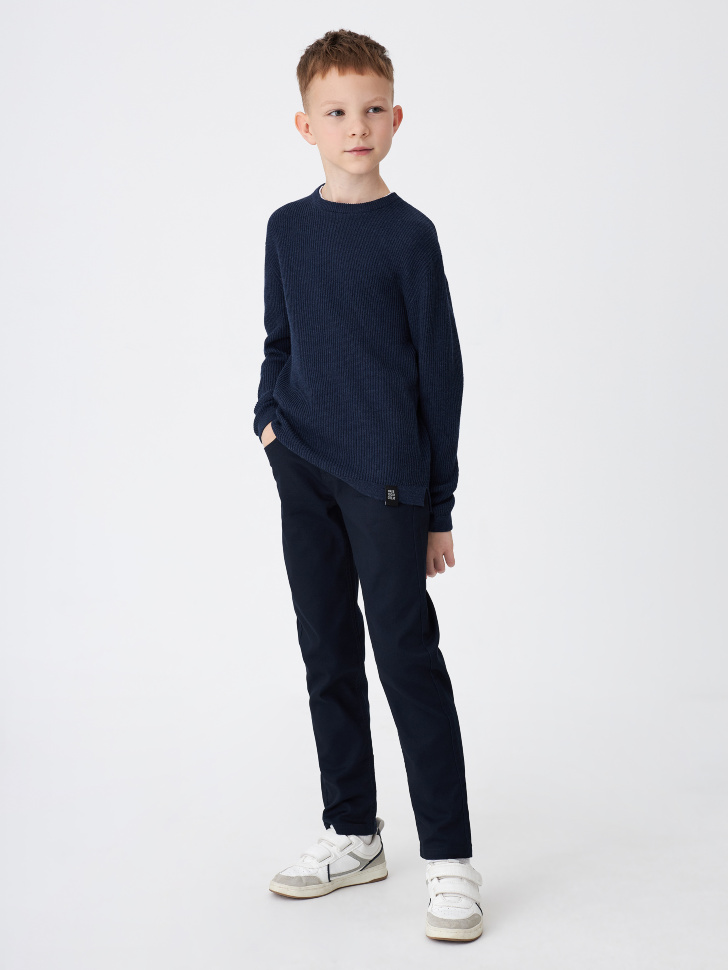 Школьные темно-синие брюки для мальчиков (синий, 164)