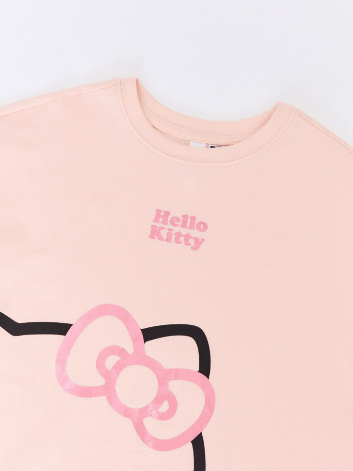 футболка оверсайз с принтом hello kitty для девочек 4610283612652 в интернет магазине