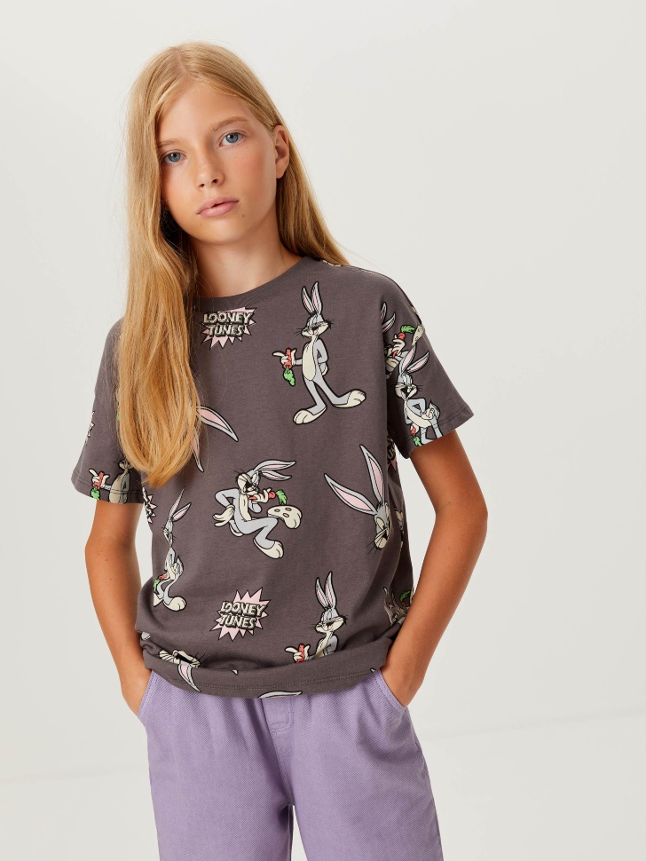 

Футболка с принтом Looney Tunes для девочек, Серый