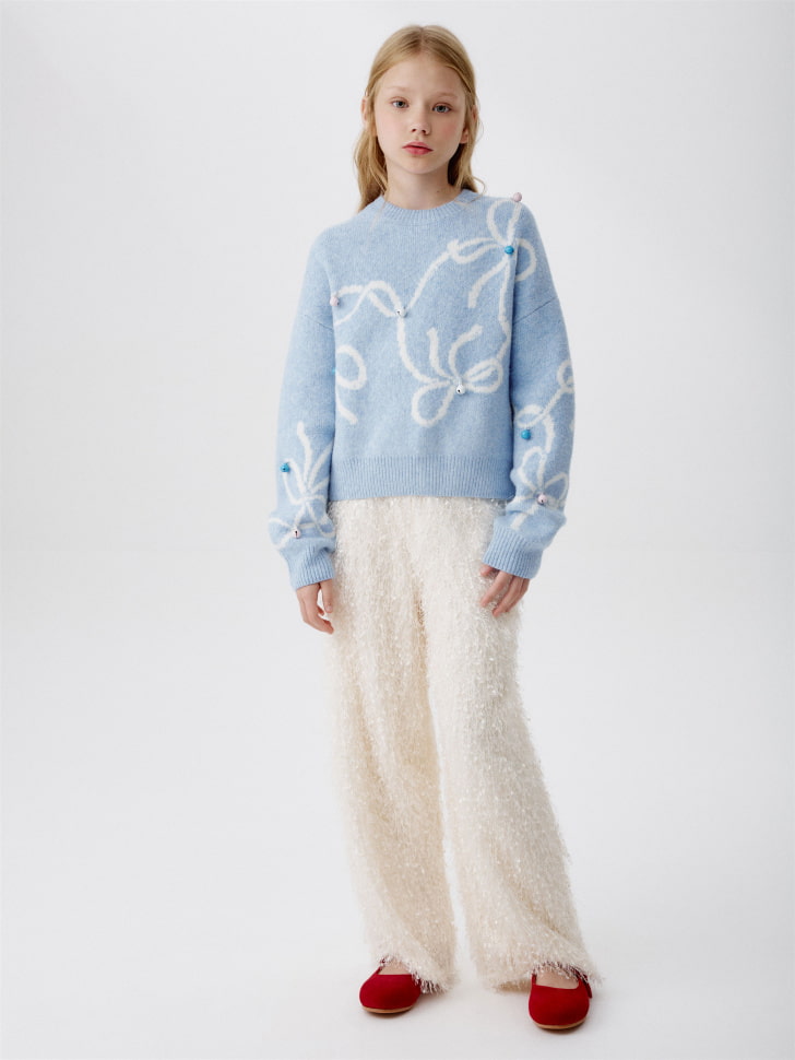 пушистые широкие брюки для девочек 4680798658377 в интернет магазине