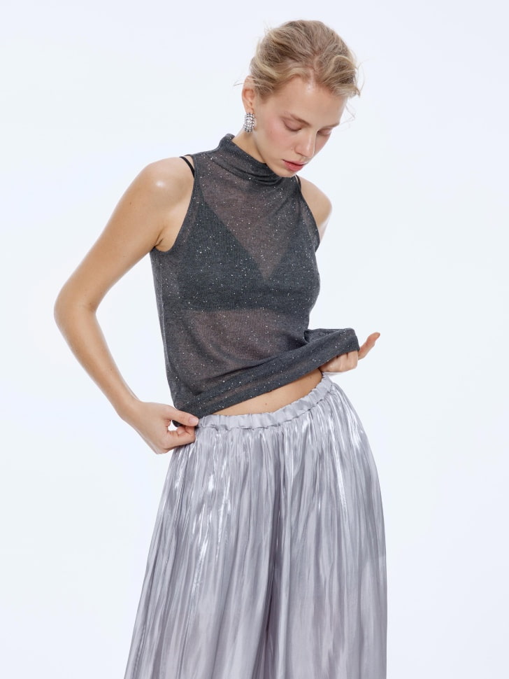 вязаный топ с воротником и пайетками 4610517156716 фотография