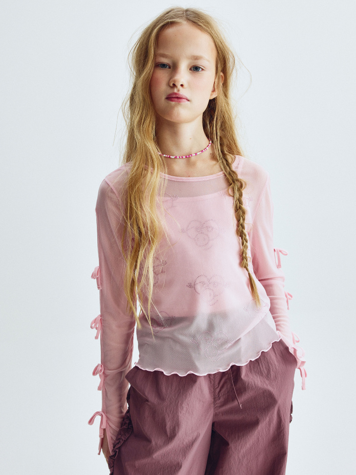 Детский лонгслив SELA x Смешарики с бантиками, арт. 33723