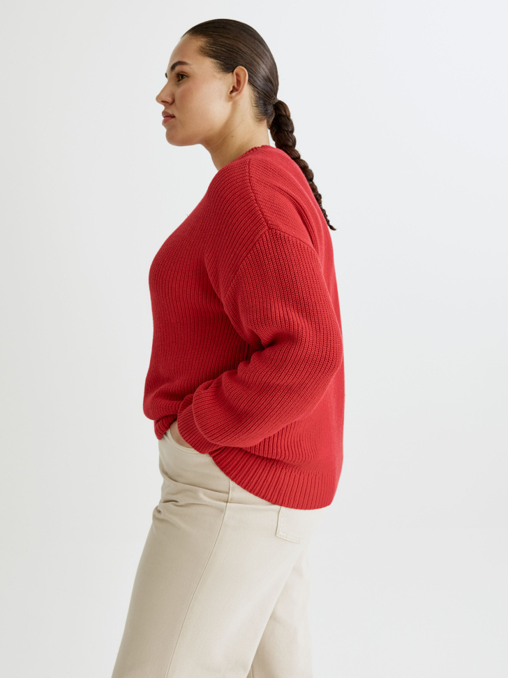 базовый вязаный джемпер оверсайз универсального стиля с лицевой стороны