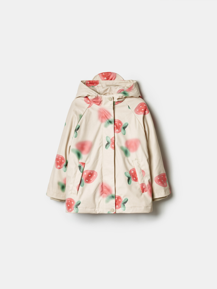 Дождевик SELA утепленный с принтом для девочек, разноцветный, арт. 41981