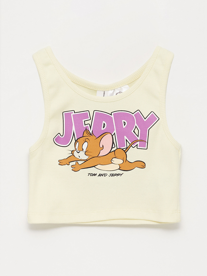 

Топ с принтом Tom & Jerry для девочек, Желтый