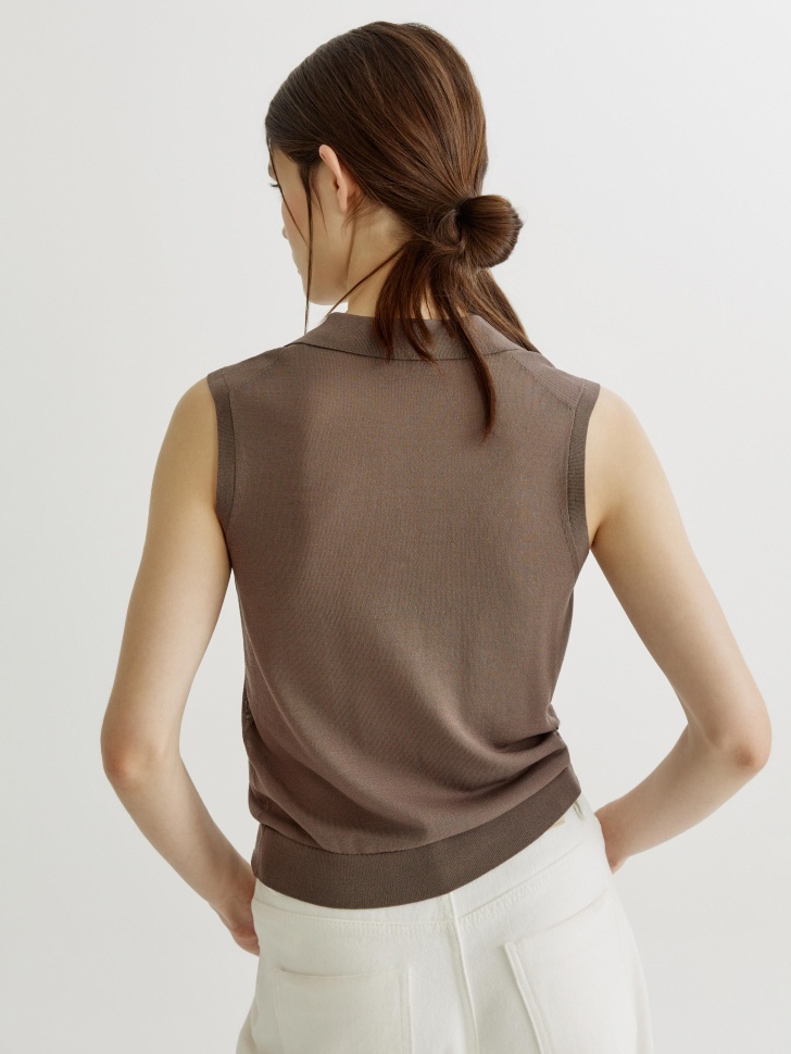 вязаный топ из смесового лиоцелла премиум качества из россии вид сбоку