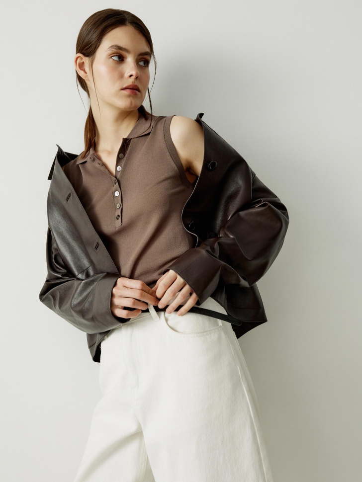 вязаный топ из смесового лиоцелла премиум качества из лиоцелловой ткани спереди