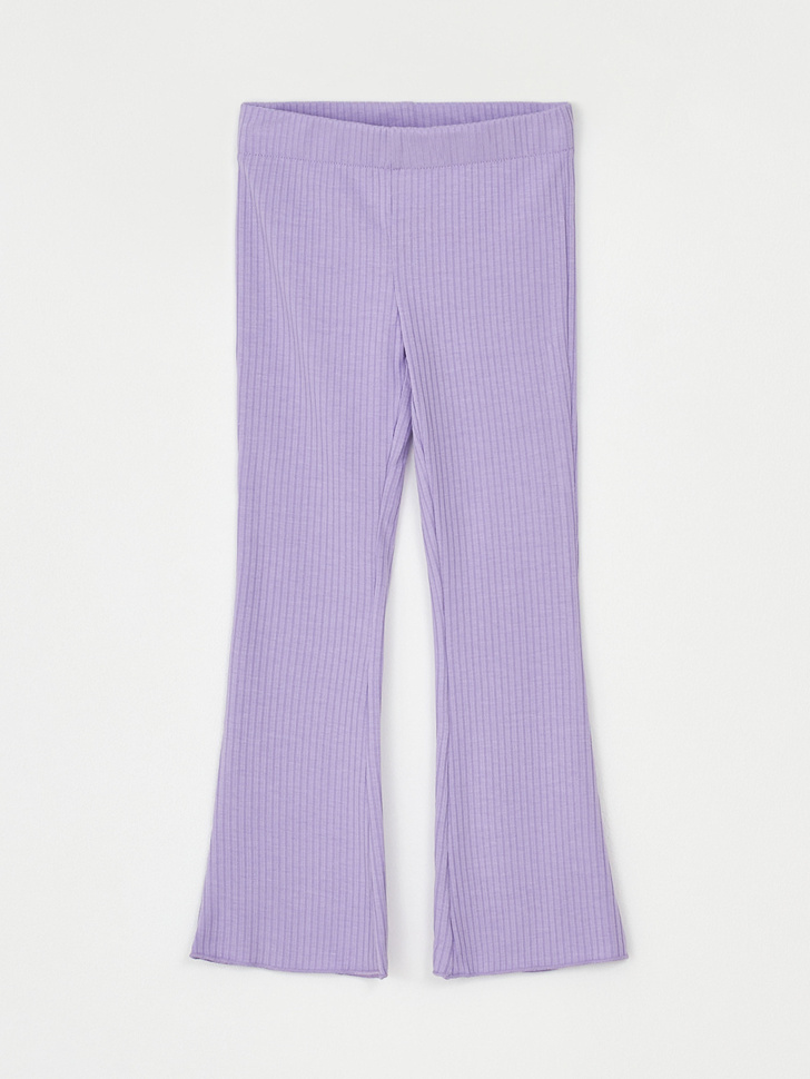 Трикотажные брюки клеш для девочек (сиреневый, 116)