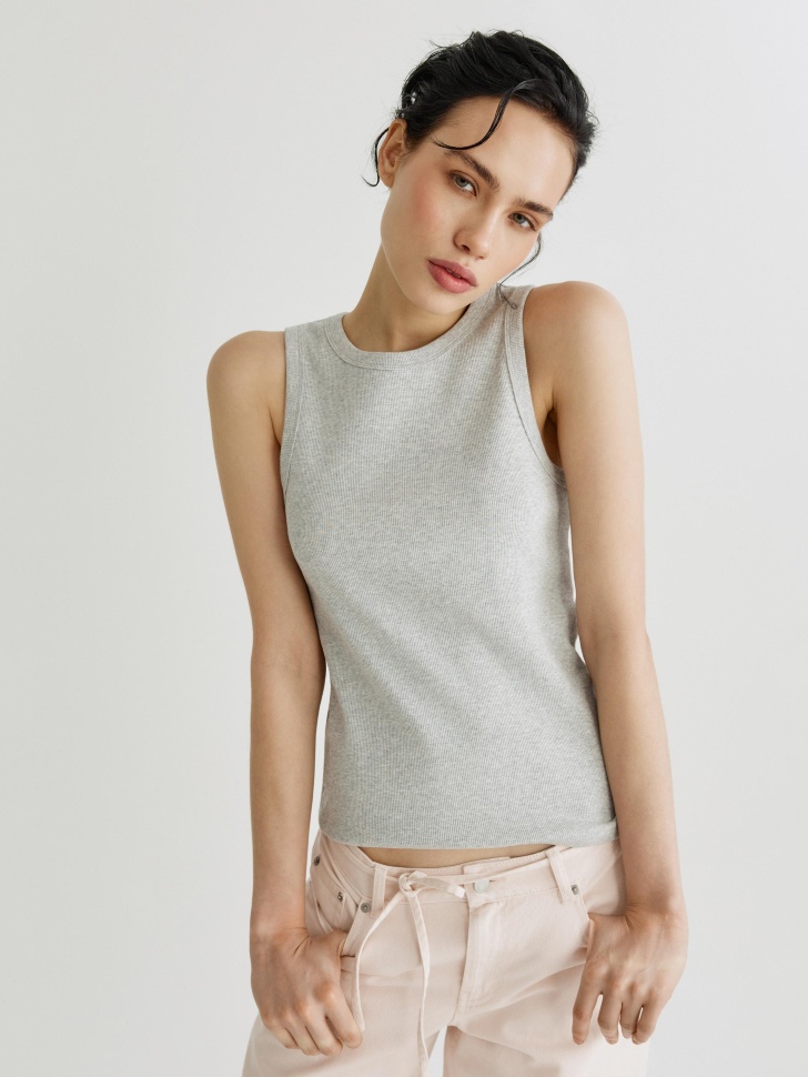 Базовый топ Sela в рубчик, серый, арт. 44937