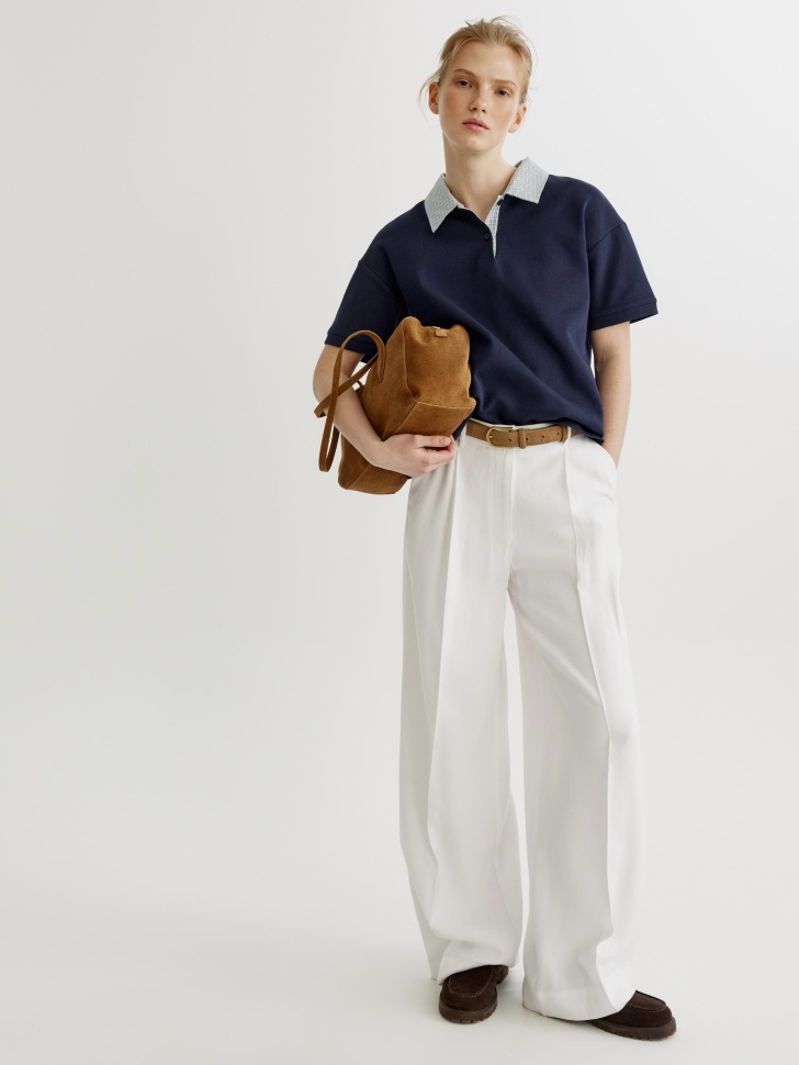 Широкие брюки из смесовой вискозы, белый, арт. 44905