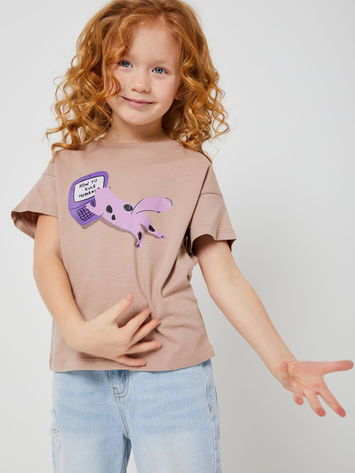 

Футболка с принтом для девочек, Розовый