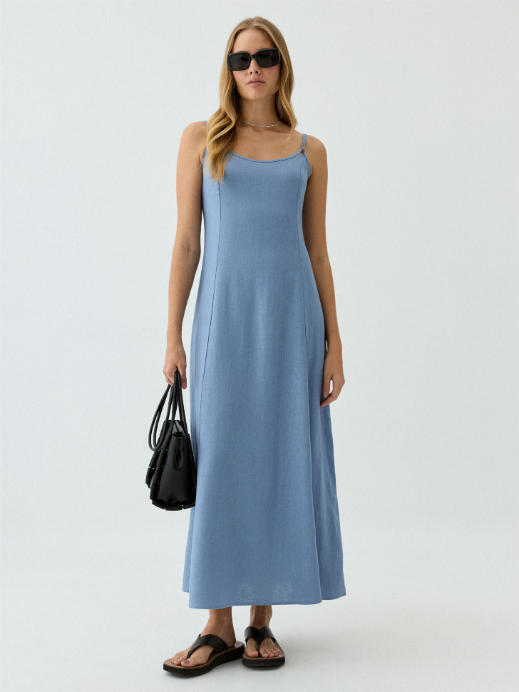 

Платье миди из смесового льна, 4805010703