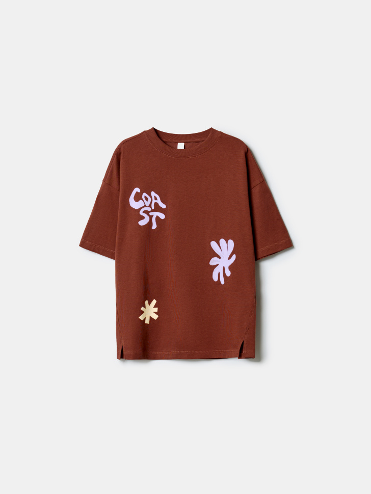 футболка оверсайз с принтом для мальчиков по цене 999 руб вид справа