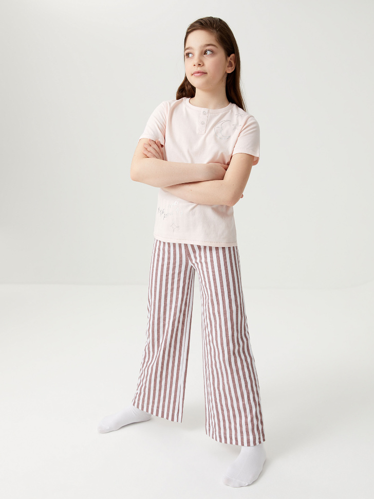 Трикотажная пижама для девочек (розовый, 134-140 (9-10 YEARS))