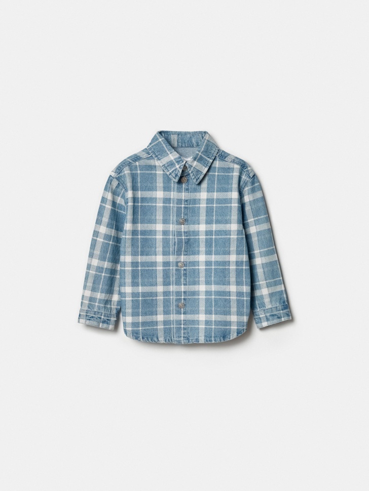 джинсовая рубашка в клетку для мальчиков по цене 2299 руб вид справа