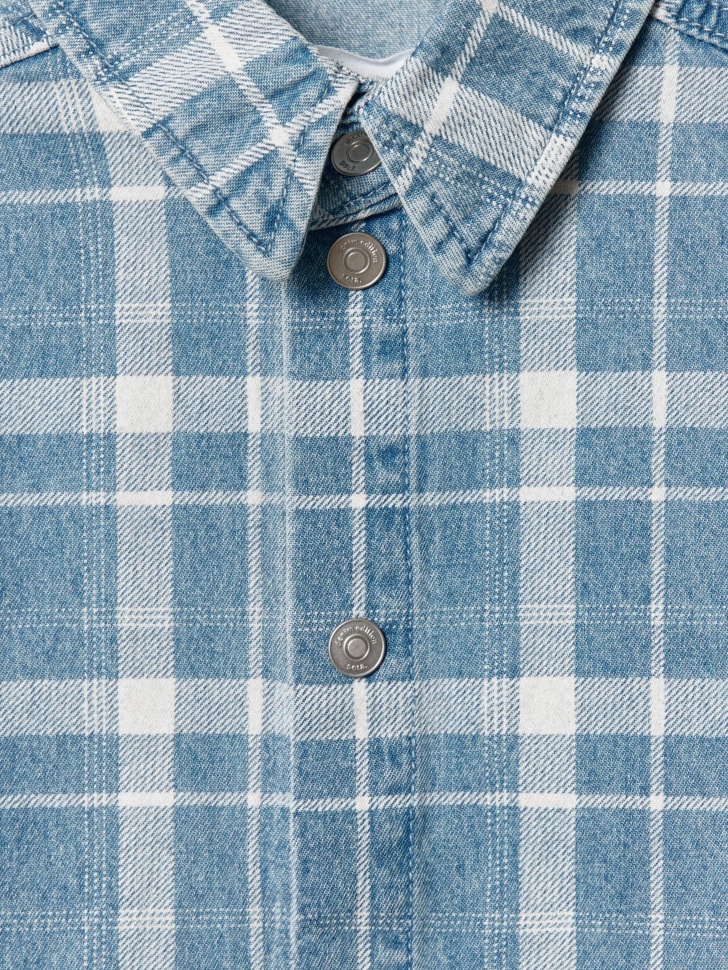 джинсовая рубашка в клетку для мальчиков из россии вид сбоку